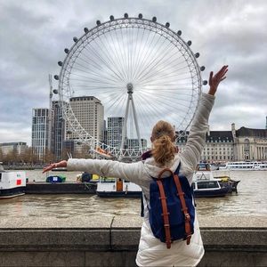 Gaston Luga Classic backpack in navy and brown